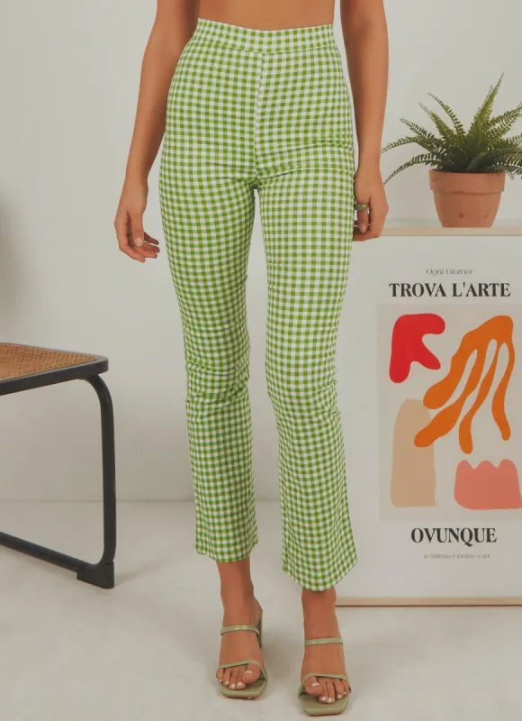 Palmero Pants - Green Gingham sold by Peppermayo