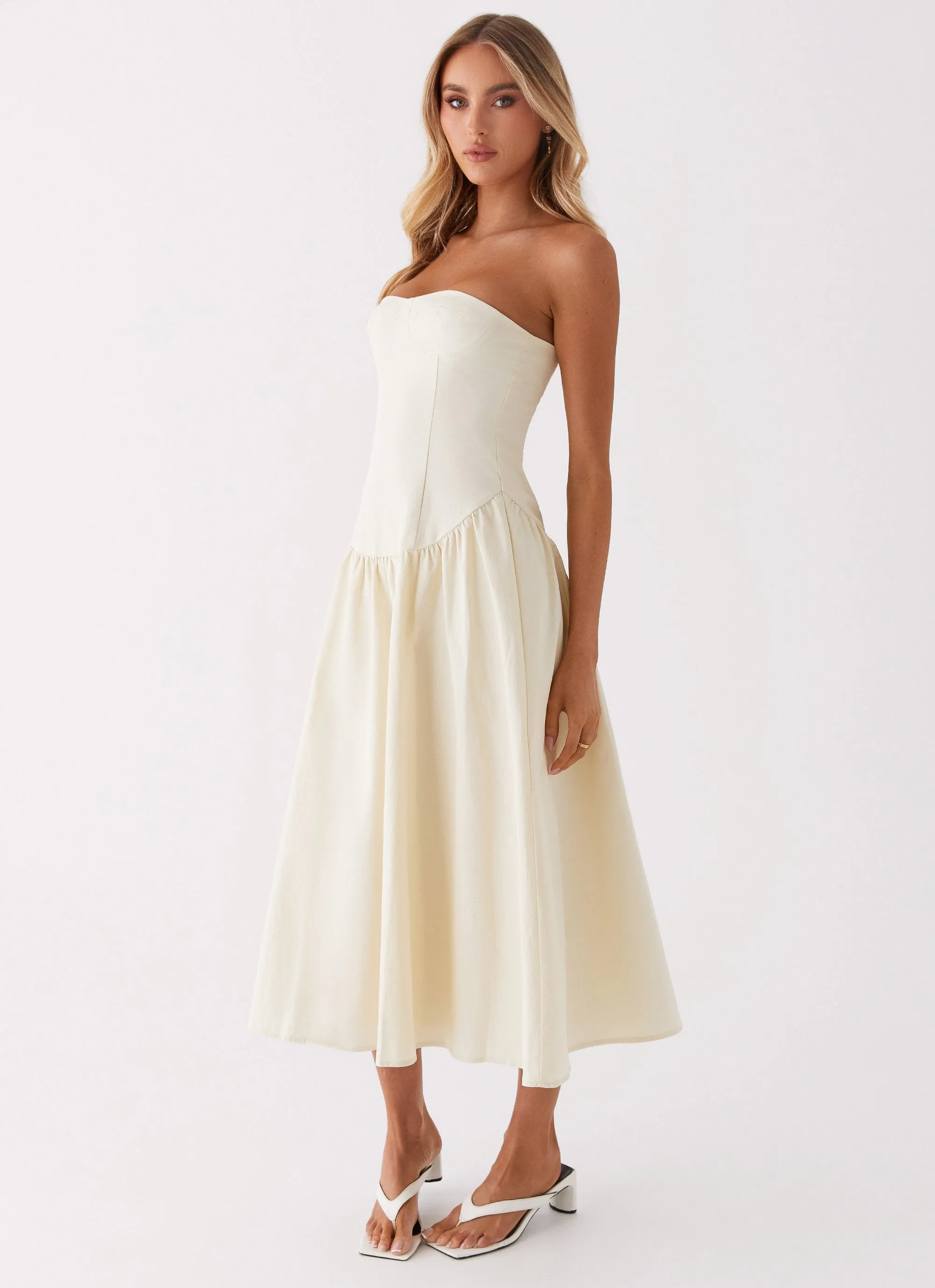 Rosebud Bustier Midi Dress - Ivory sold by Peppermayo product image thumbnail 3
