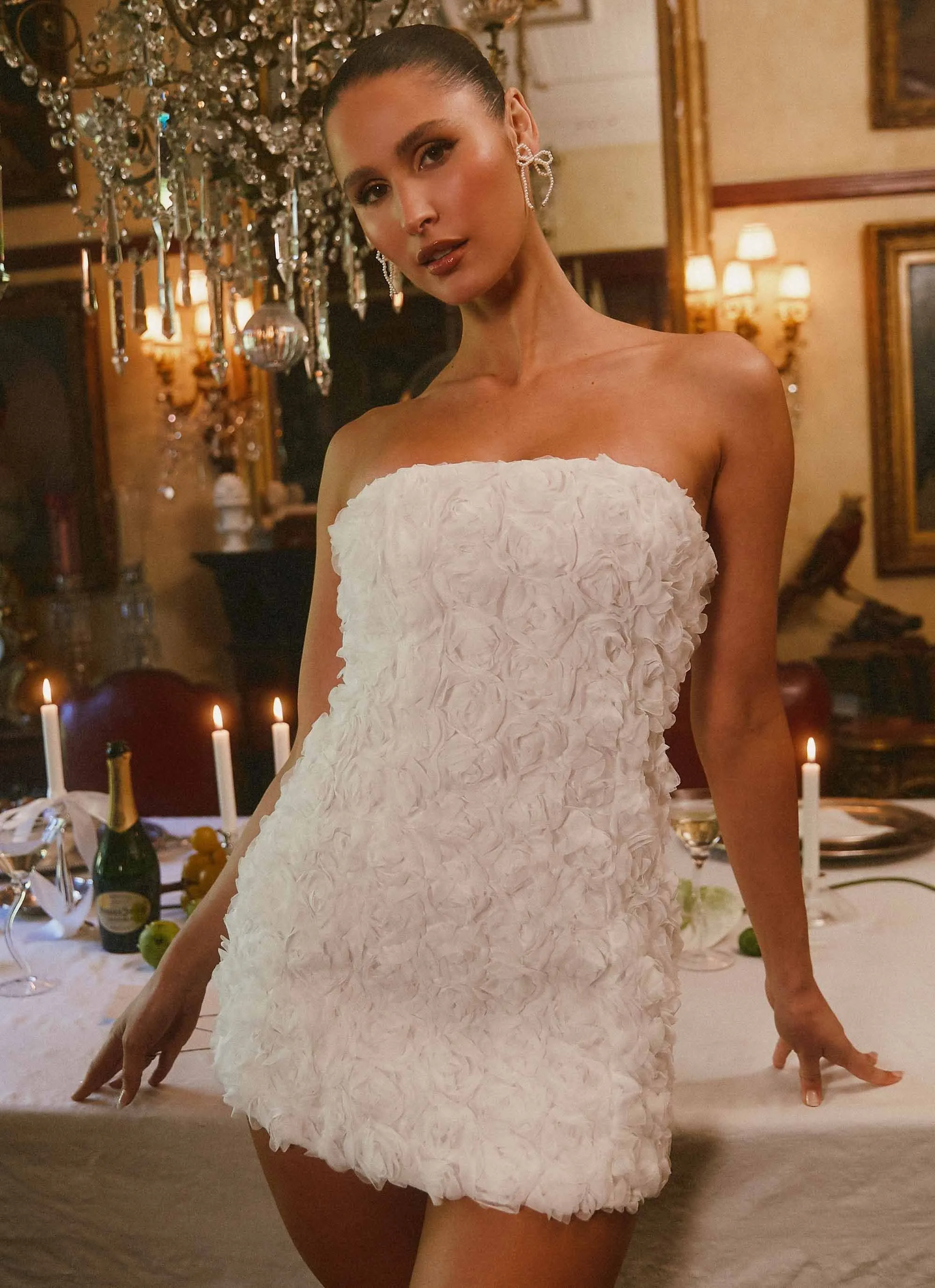 Ayanna Strapless Mini Dress - White sold by Peppermayo