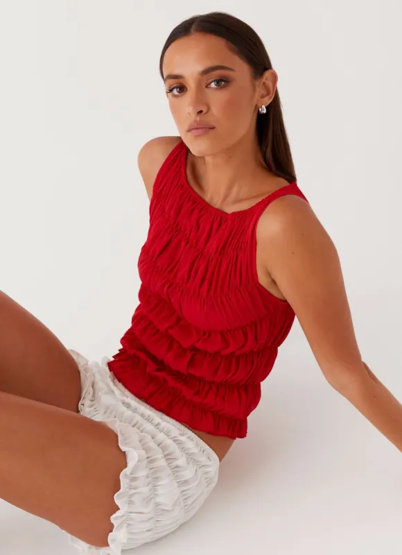 Messina Ruched Tank Top - Red sold by Peppermayo