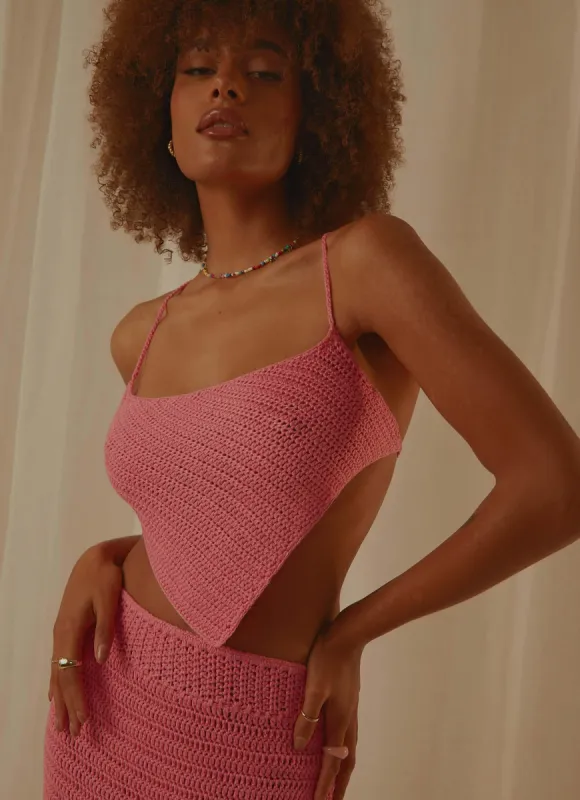 Cancun Crochet Halter Top - Pink sold by Peppermayo
