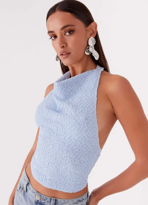 Rhemmy Halterneck Top - Blue sold by Peppermayo