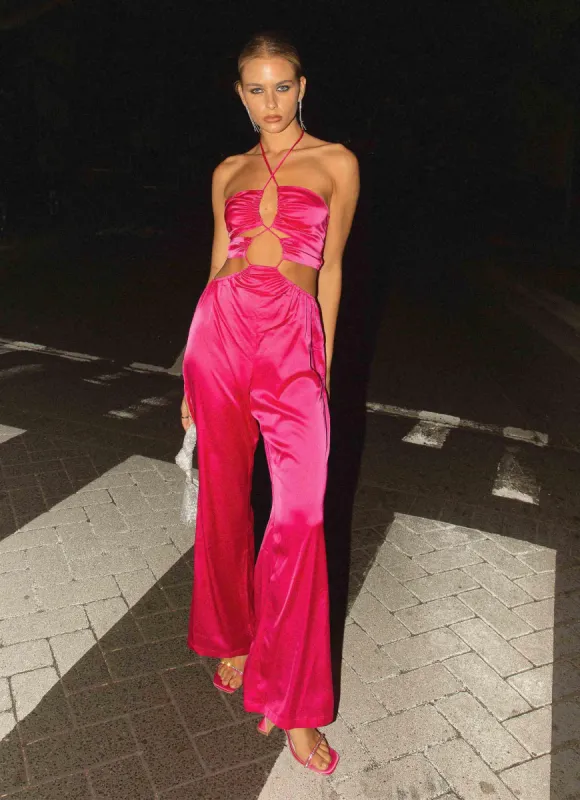 Causing Commotion Jumpsuit - Flamingo Pink sold by Peppermayo