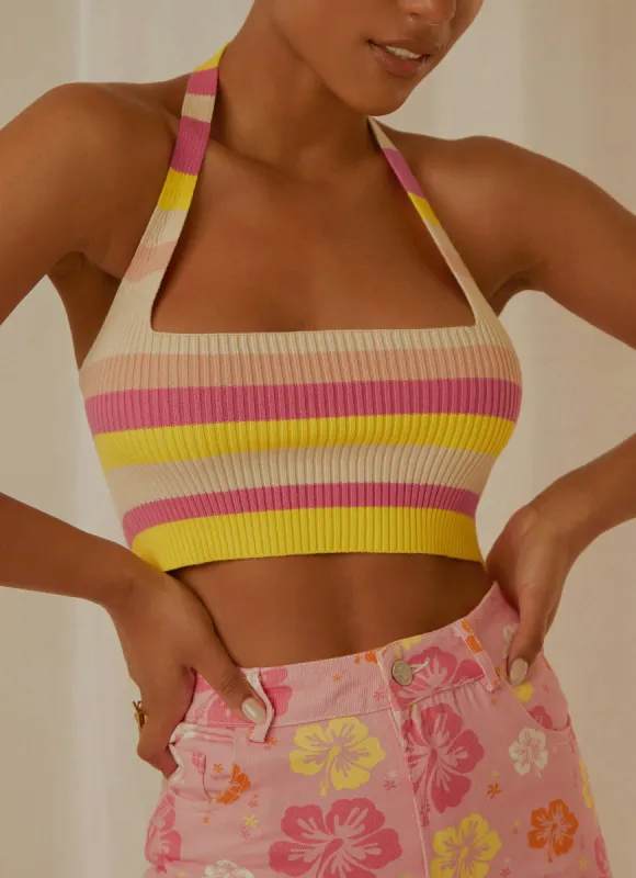 Jagger Knit Crop - Sherbert Stripe sold by Peppermayo