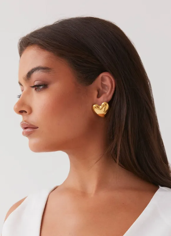 Alexa Heart Earrings - Gold sold by Peppermayo