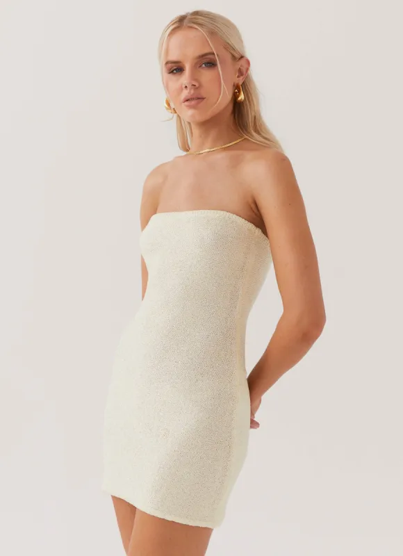 Dance The Night Tube Knit Mini Dress - Pearl Shimmer sold by Peppermayo