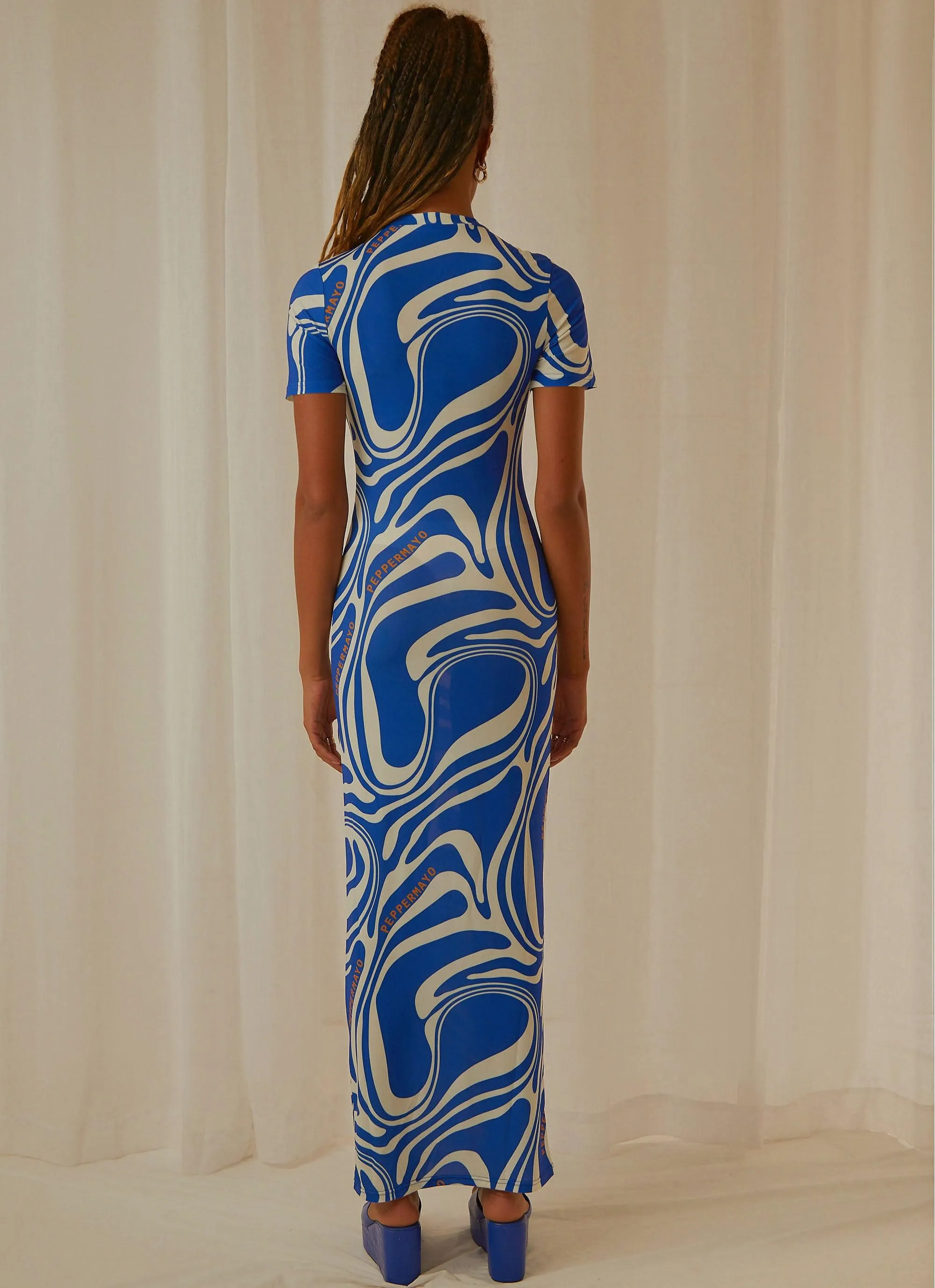 Into the City Mesh Maxi Dress - Cobalt Marble sold by Peppermayo product image thumbnail 3