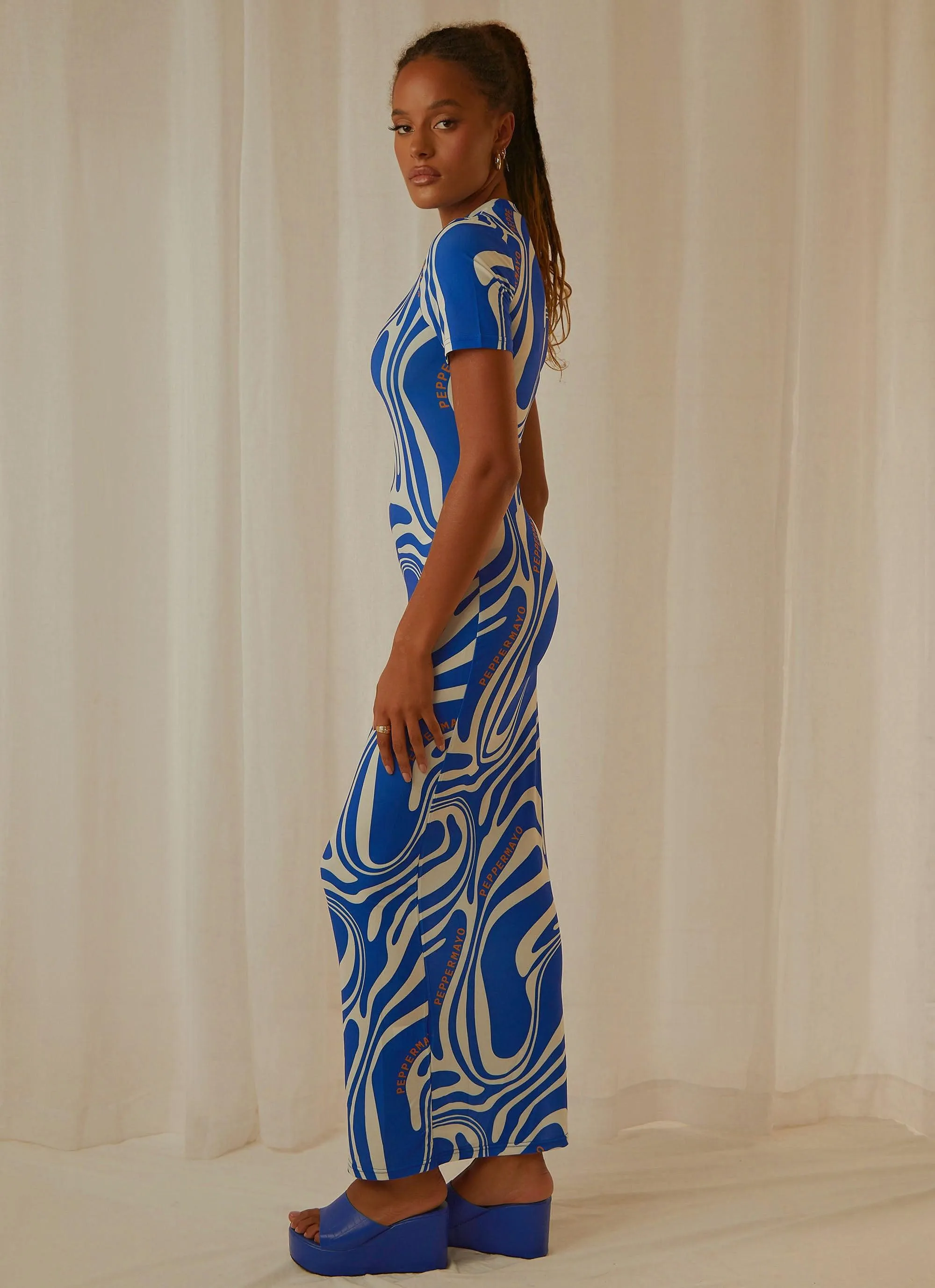 Into the City Mesh Maxi Dress - Cobalt Marble sold by Peppermayo product image thumbnail 2