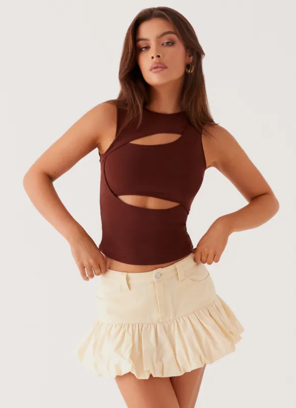 Kali Denim Mini Skirt - Ivory sold by Peppermayo