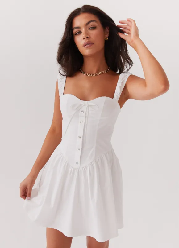 Rebel Heart Corset Dress - White sold by Peppermayo