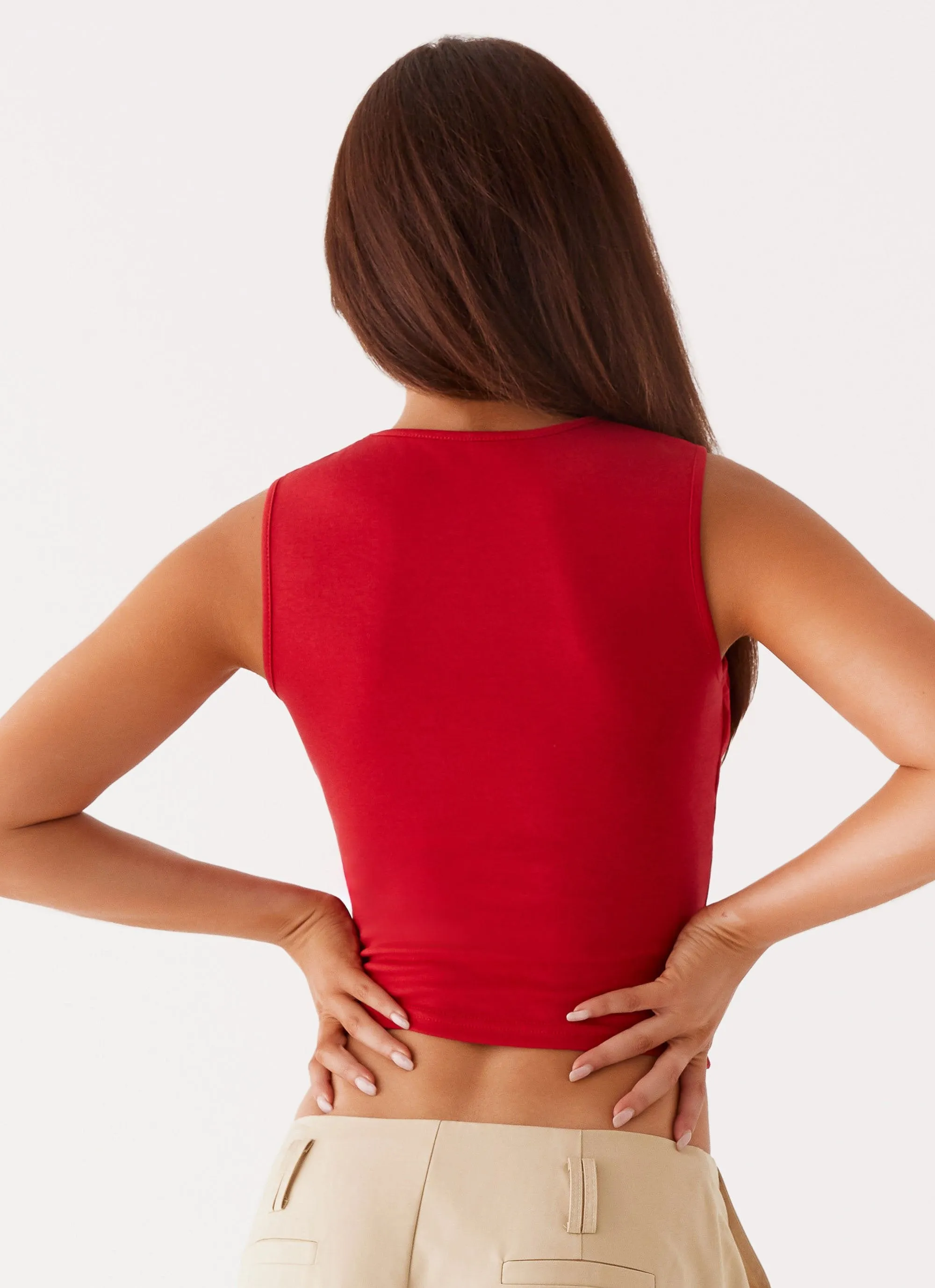 Beyond Cut Out Mesh Top - Red sold by Peppermayo product image thumbnail 4
