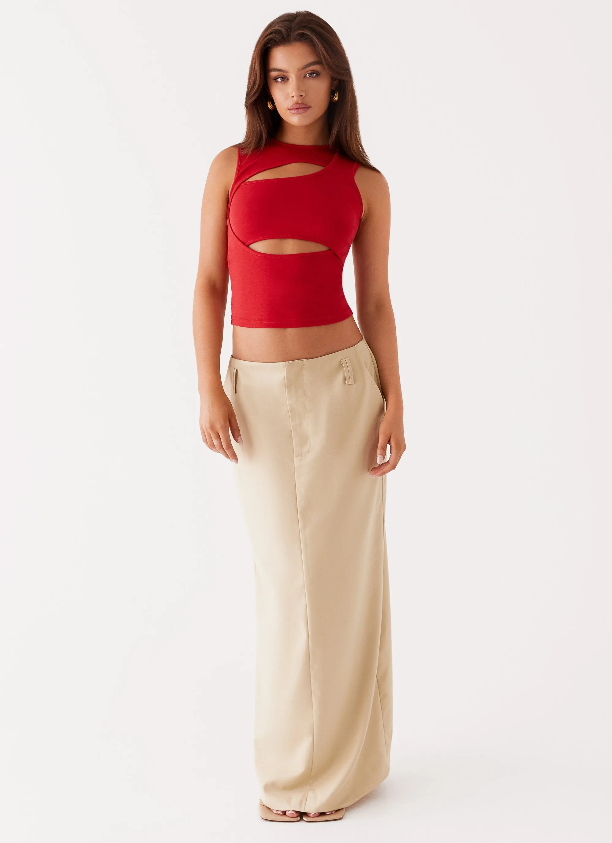 Beyond Cut Out Mesh Top - Red sold by Peppermayo product image thumbnail 2