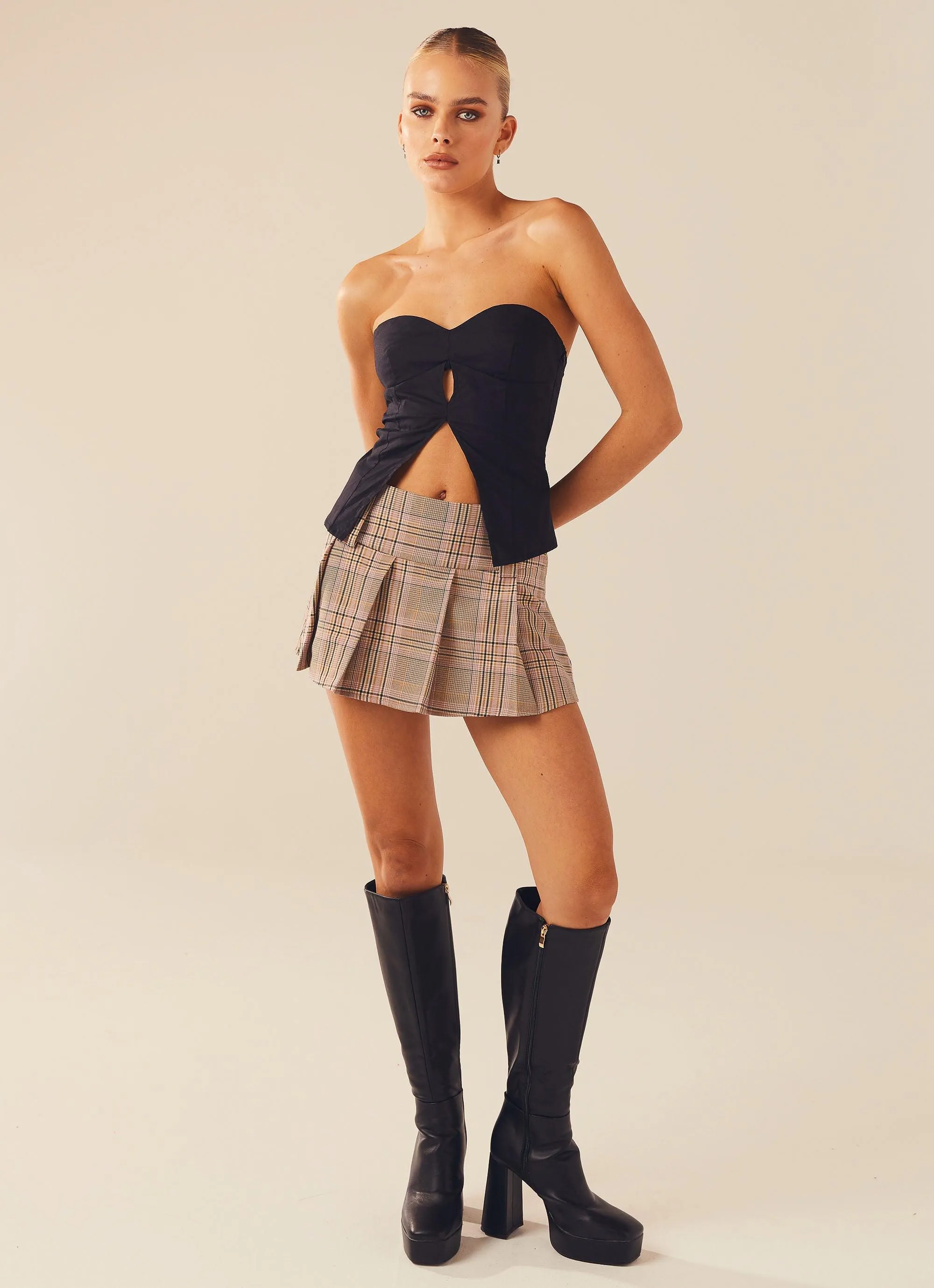 No Manners Mini Skirt - Rose Beige sold by Peppermayo product image thumbnail 4