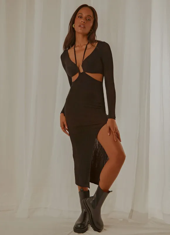 Mulholland Midi Dress - Black sold by Peppermayo