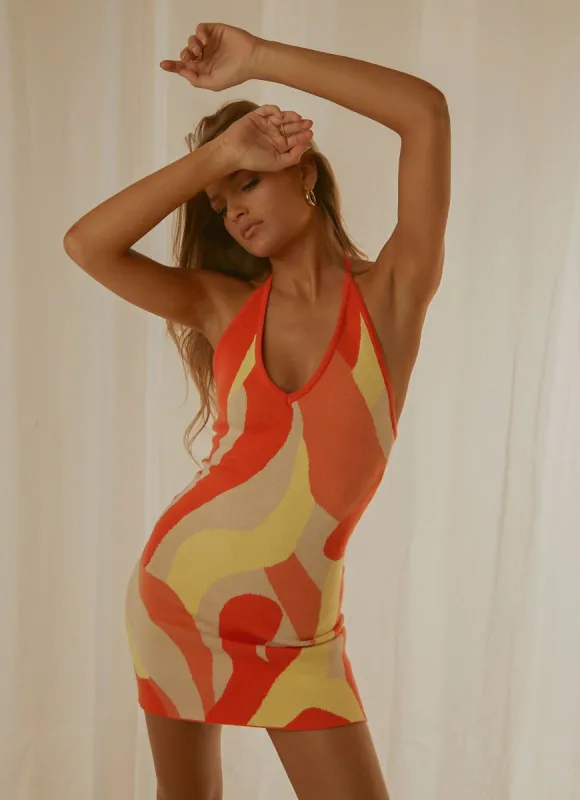 Cool Horizons Knit Dress - Flames sold by Peppermayo