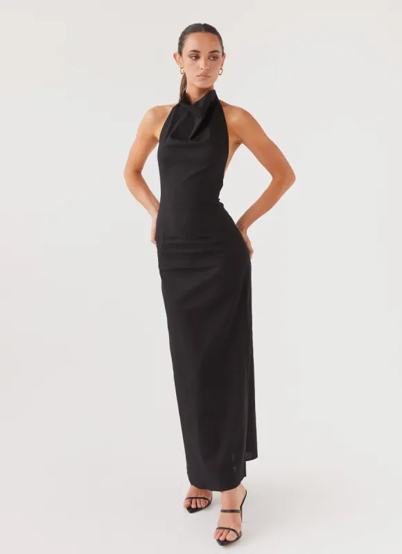 Cartia Linen Maxi Dress - Black sold by Peppermayo