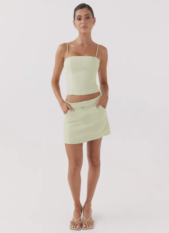 Eliana Suit Mini Skirt - Green Zest sold by Peppermayo