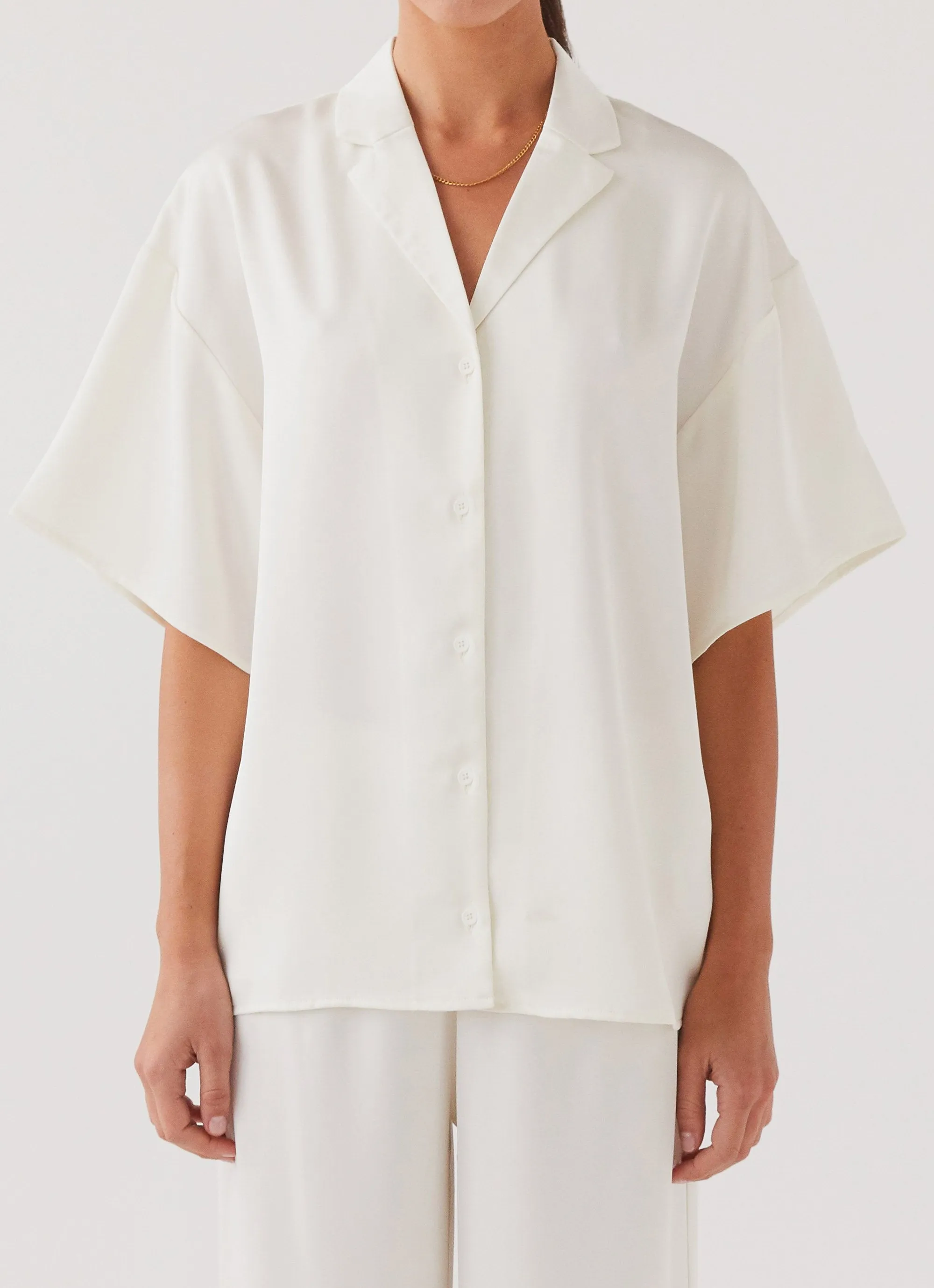 Palm Cove Satin Shirt - Pearl Dove sold by Peppermayo product image thumbnail 4