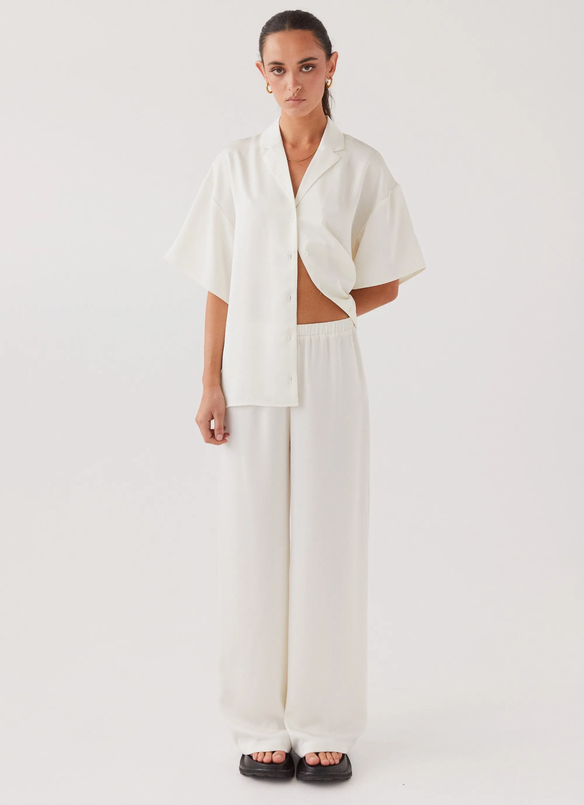 Palm Cove Satin Shirt - Pearl Dove sold by Peppermayo product image thumbnail 3