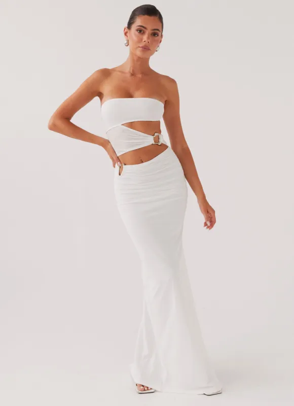 Into Pieces Mesh Maxi Dress - White sold by Peppermayo
