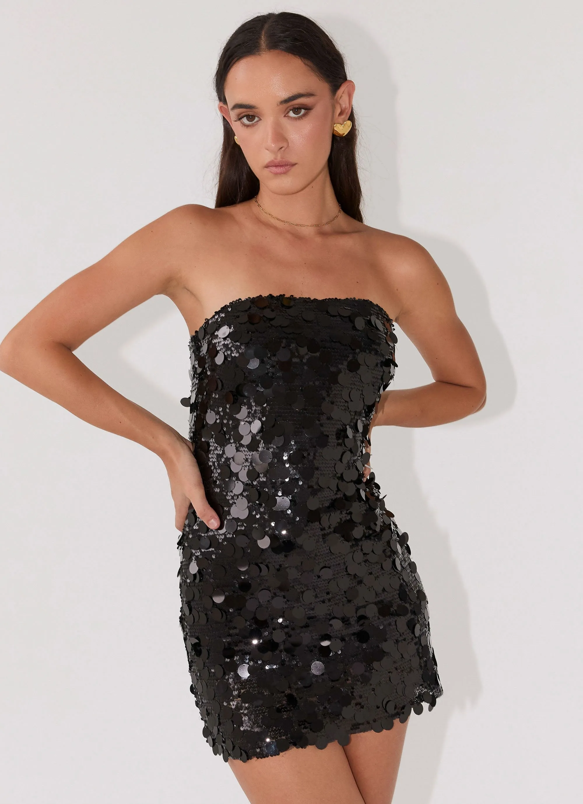 Midnight Magic Sequin Mini Dress - Black sold by Peppermayo product image thumbnail 5