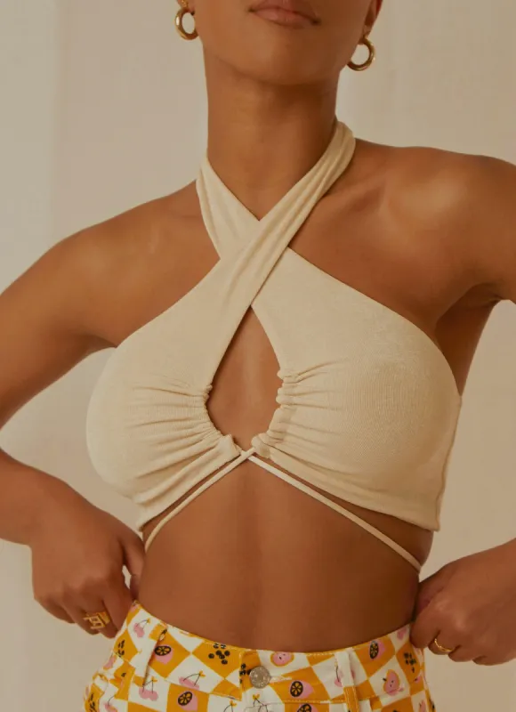 Harlow Crop Top - Ivory sold by Peppermayo