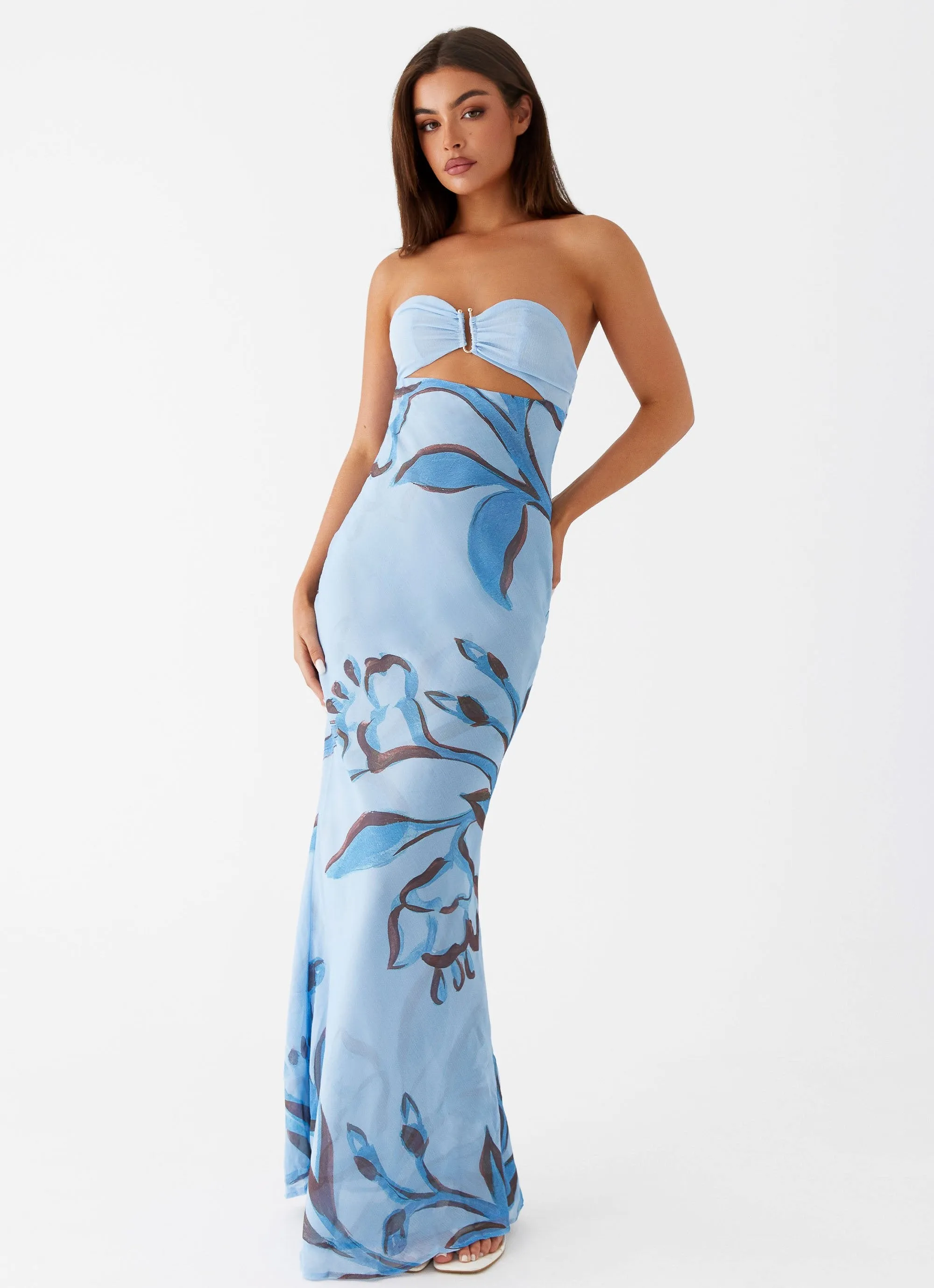 Tropicana Maxi Dress - Blue Floral sold by Peppermayo
