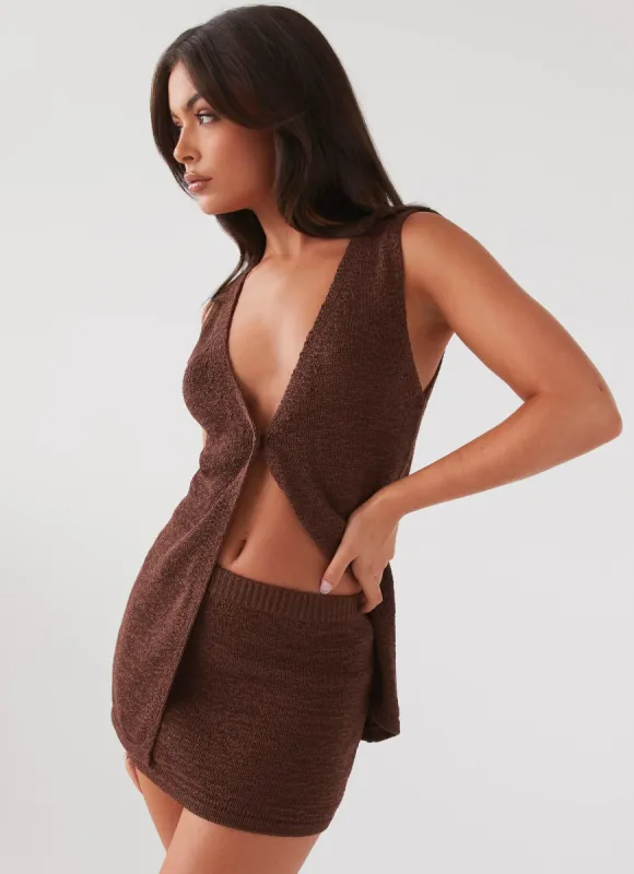 Capri Glow Knit Skirt - Chocolate sold by Peppermayo