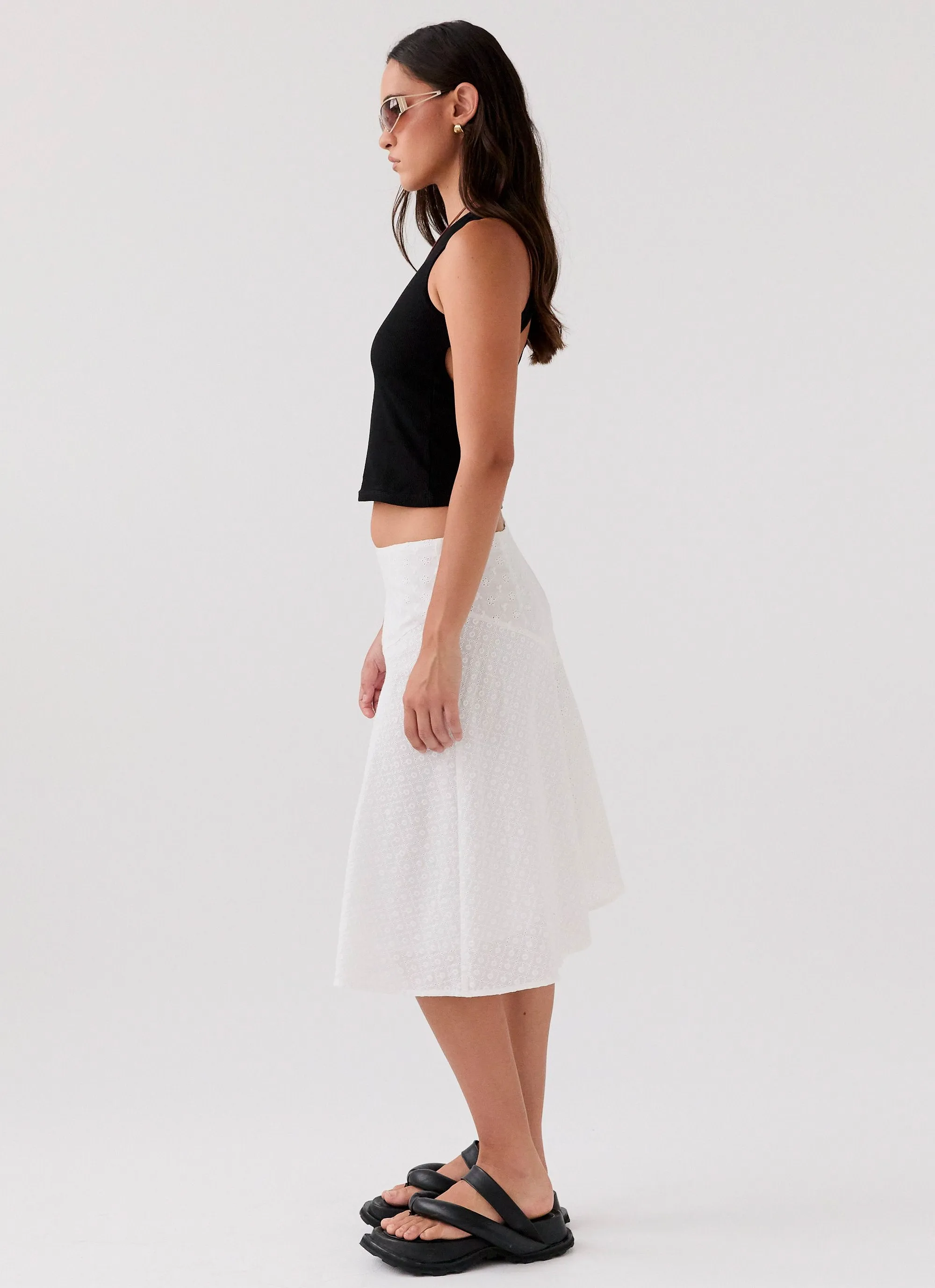Dewdrop Petal Midi Skirt - Lily White | Parallel