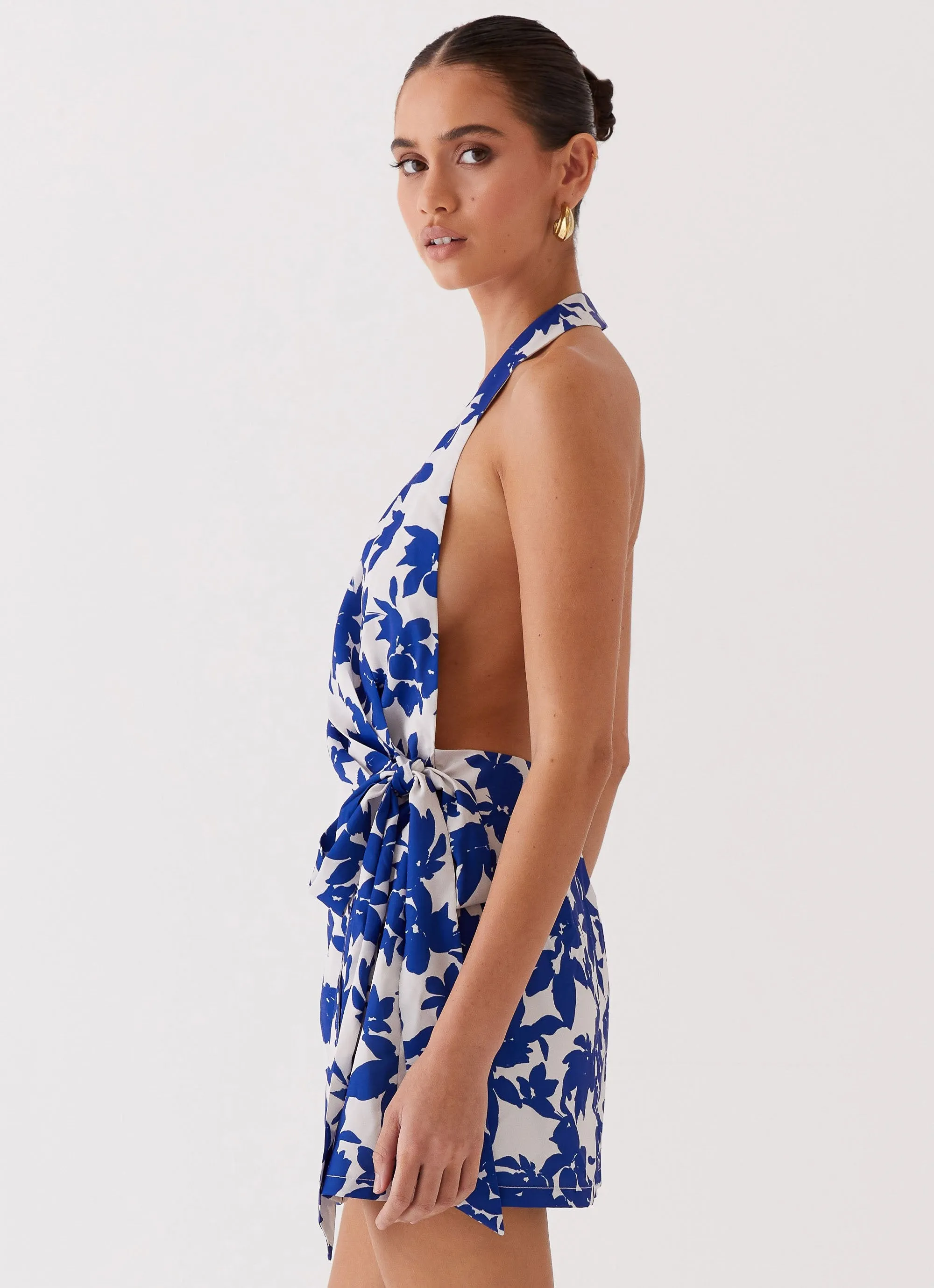 Street Blues Wrap Mini Dress - Blue Floral sold by Peppermayo product image thumbnail 3