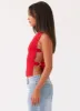 Cherish You Buckle Top - Red sold by Peppermayo