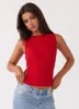 Cherish You Buckle Top - Red sold by Peppermayo