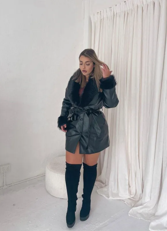 Cassie PU Jacket - Black sold by Peppermayo