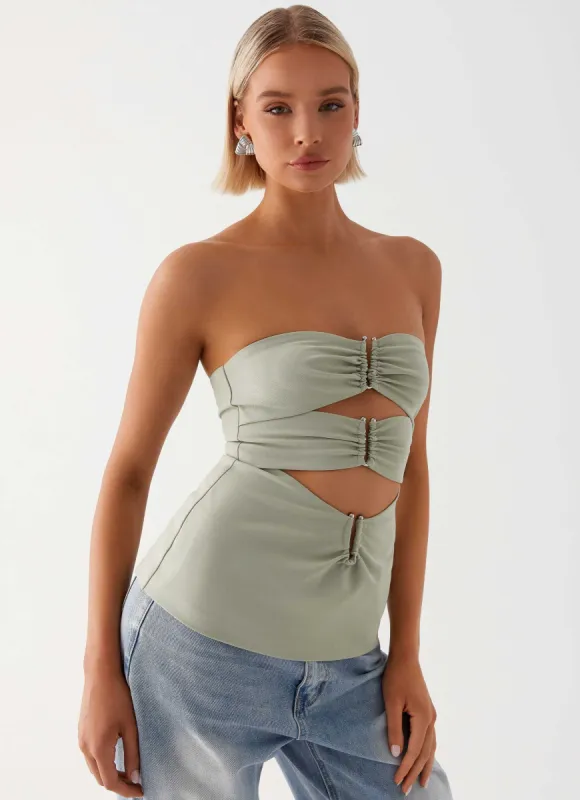 Micha Strapless Top - Khaki sold by Peppermayo