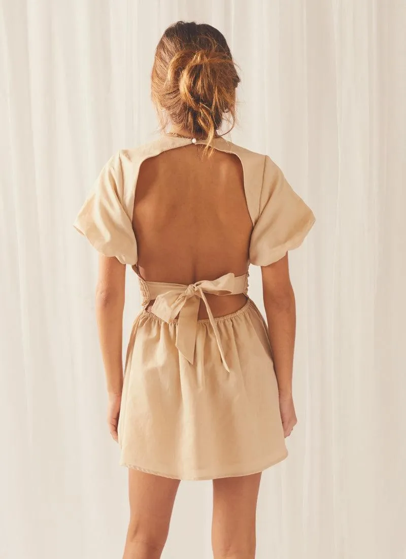 Lani Linen Mini Dress - Oatmeal sold by Peppermayo product image thumbnail 5