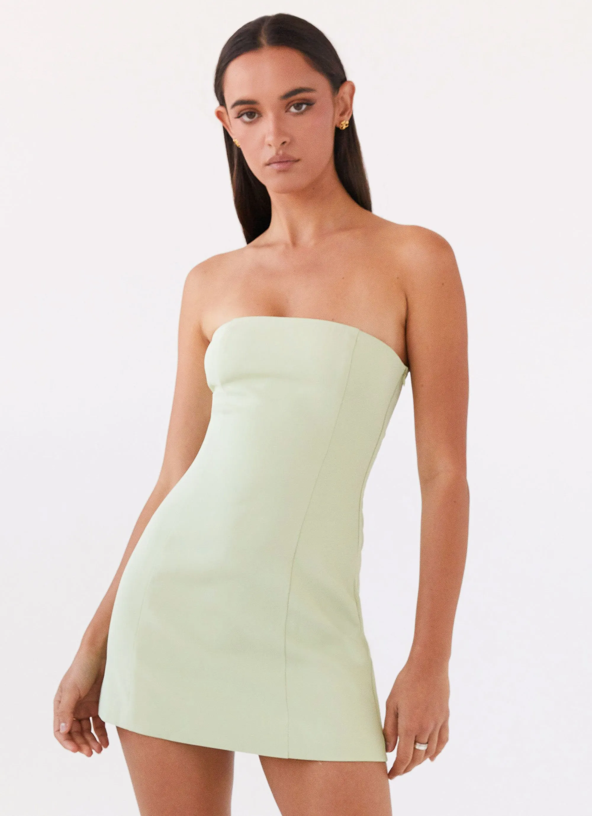 Ayanna Strapless Mini Dress - Green Zest sold by Peppermayo