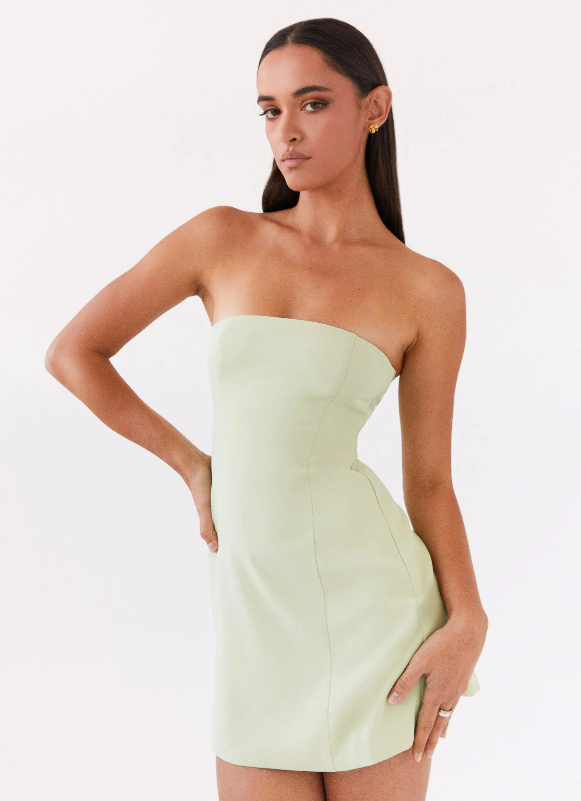 Ayanna Strapless Mini Dress - Green Zest sold by Peppermayo product image thumbnail 5