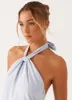 Golden Child Linen Maxi Dress - Blue sold by Peppermayo