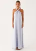 Golden Child Linen Maxi Dress - Blue sold by Peppermayo