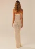 Keeping Cool Crochet Maxi Dress - Seashell sold by Peppermayo
