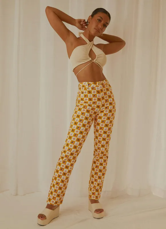 Pina Colada Pants - Fruit Checkers sold by Peppermayo