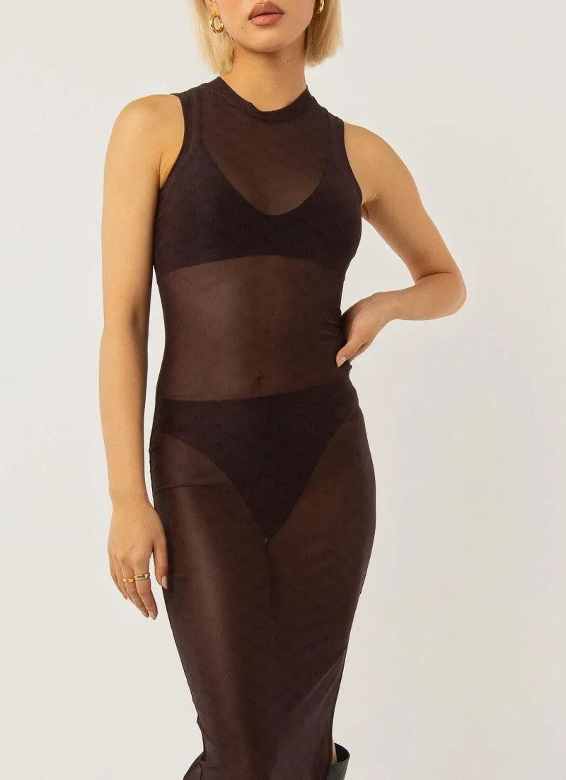 Cool To Be Kind Mesh Dress - Chocolate Monogram sold by Peppermayo product image thumbnail 2