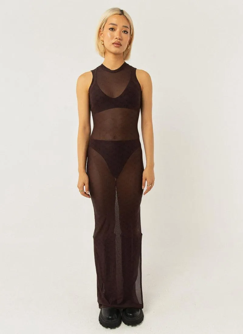 Cool To Be Kind Mesh Dress - Chocolate Monogram sold by Peppermayo product image thumbnail 3