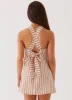Keira Linen Mini Dress - Passionfruit Stripe sold by Peppermayo