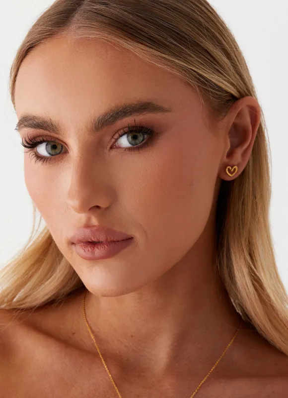 Issie Heart Earrings - Gold sold by Peppermayo