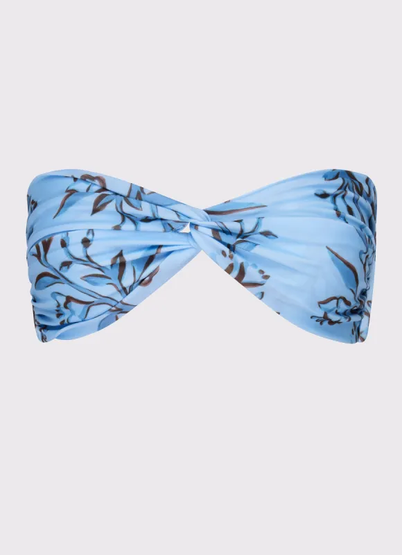 Delta Bandeau Bikini Top - Blue Floral Print sold by Peppermayo