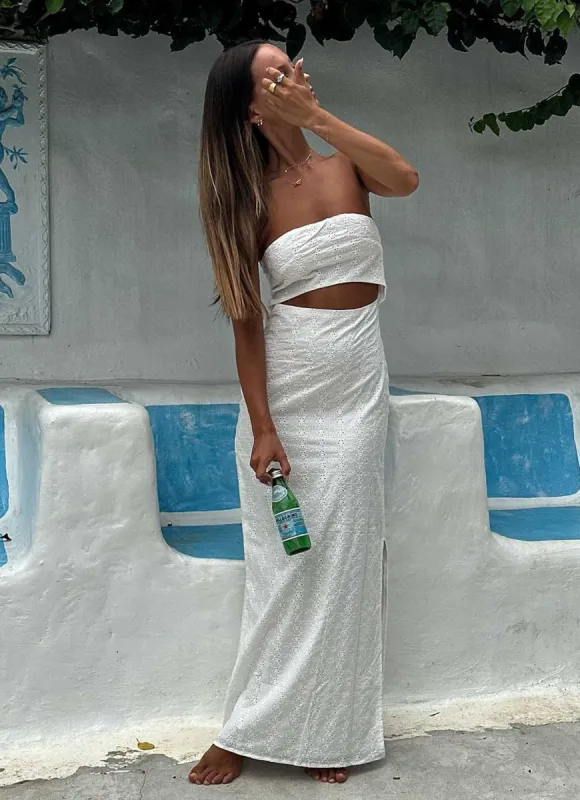 Free Spirited Broderie Maxi Dress - Whisper White sold by Peppermayo