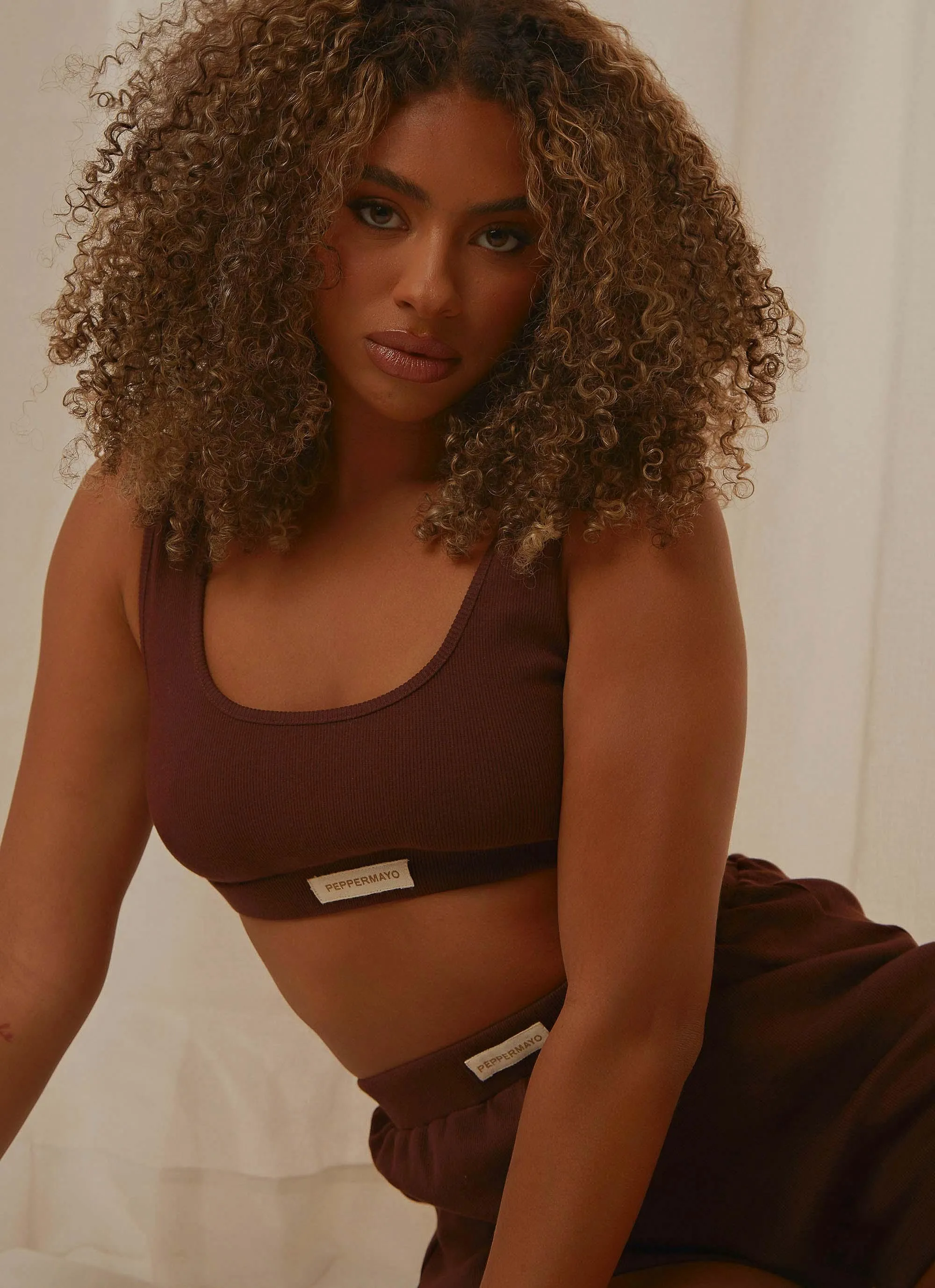 PM Basic Organic Cotton Crop - Choc Brown sold by Peppermayo