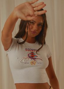 Scorpio Baby Tee - White sold by Peppermayo
