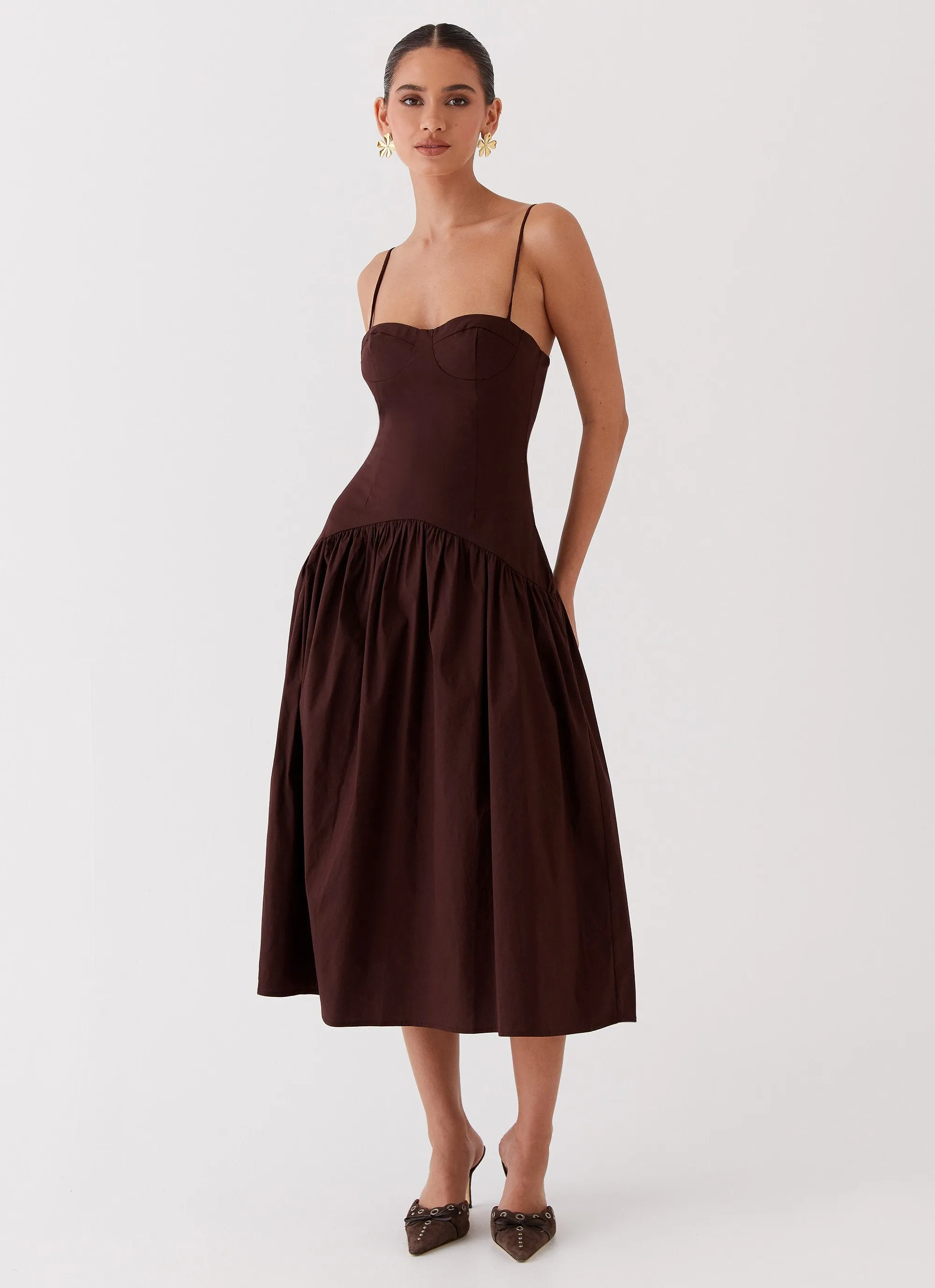 Yvette Corset Midi Dress - Chocolate sold by Peppermayo product image thumbnail 5